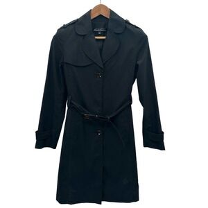Kenneth Cole New York Black Long Sleeve Belted Button Front Trench Coat Size M